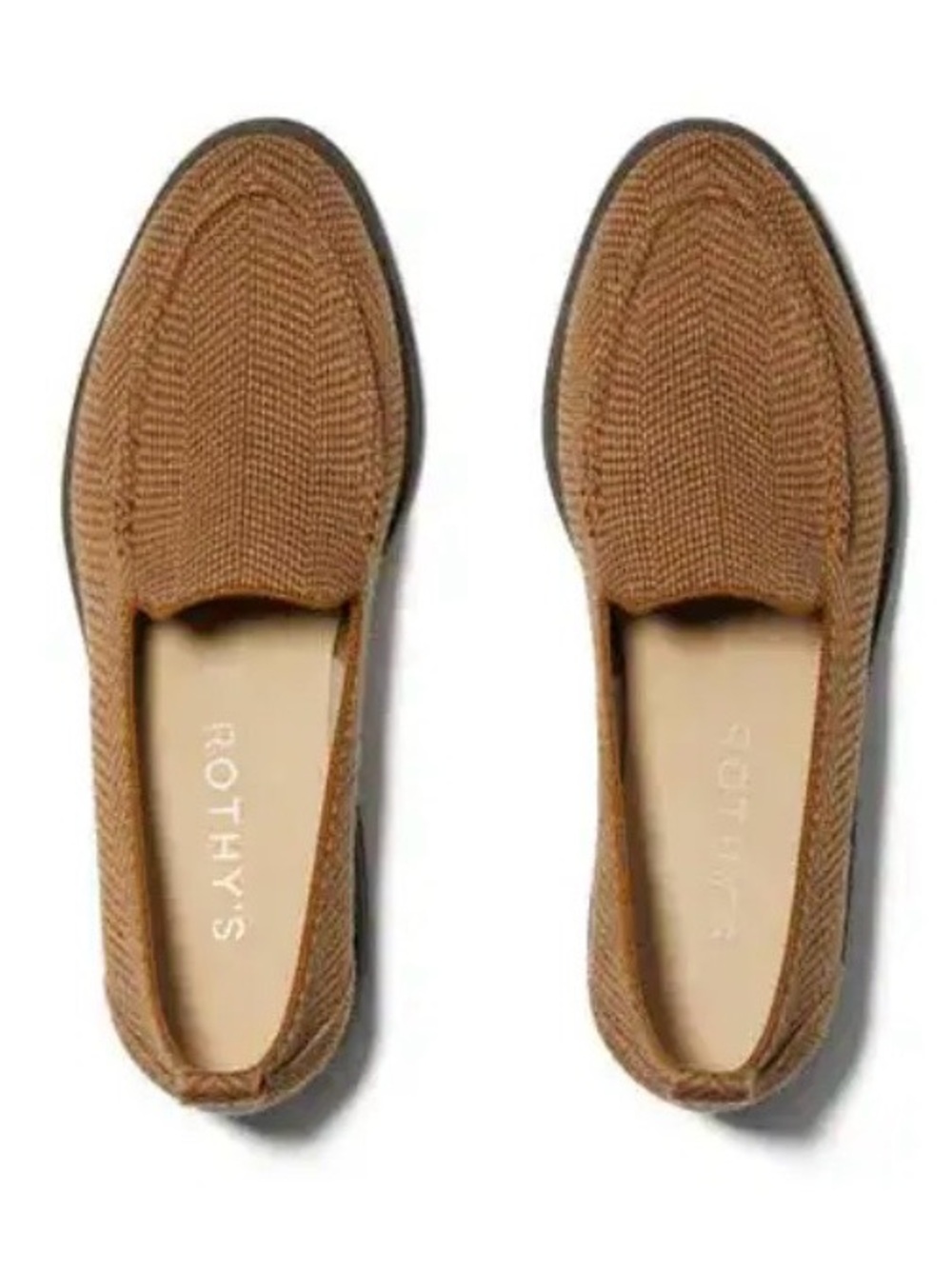Rothy’s Lug Loafer Shoe 6 Teak Herringbone Brown Career Classic Preppy Casual